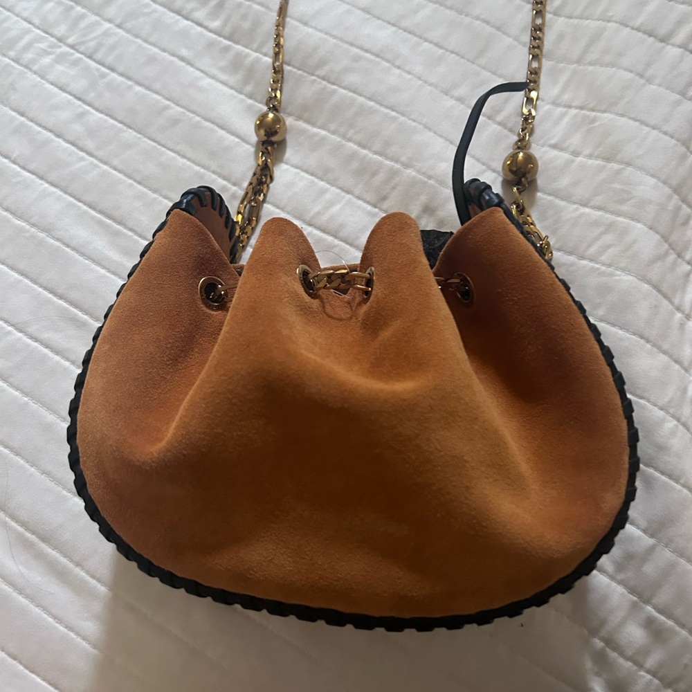 Marc Jacobs Tan Suede Shoulder Bag with Gold Chain
